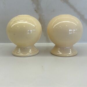 Vintage Fiesta Ware Ball Shape Salt and Pepper Shakers in Ivory